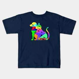 Colorful cute small puppies and kittens Kids T-Shirt